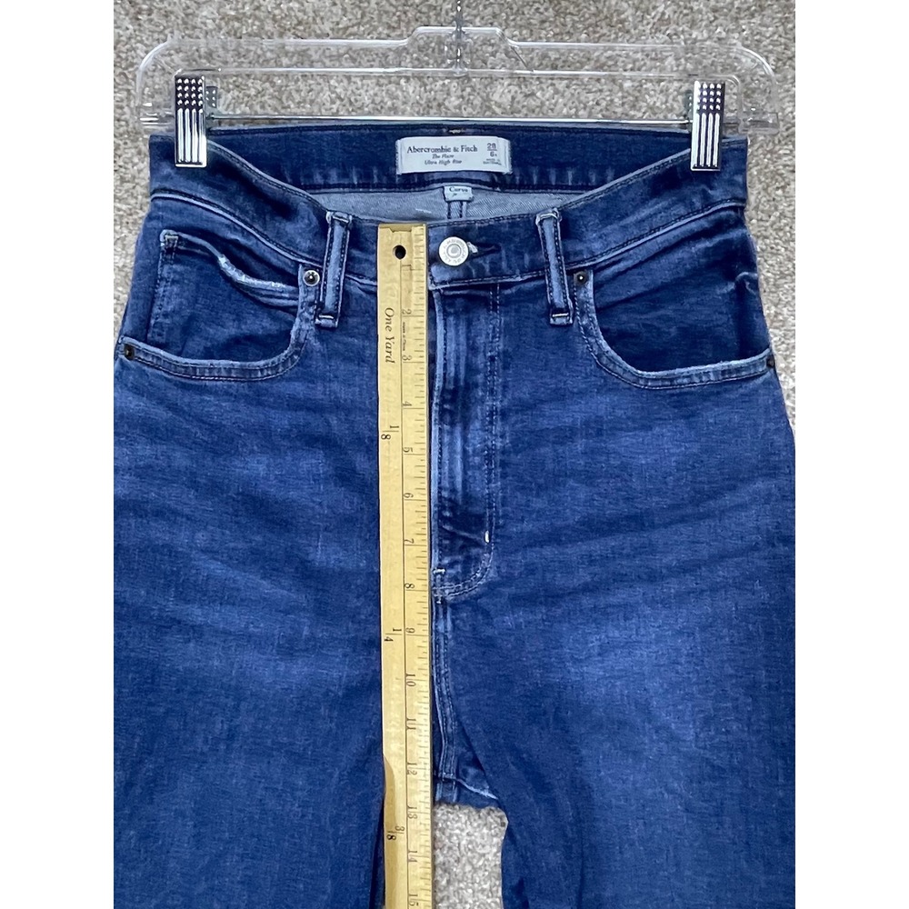 Abercrombie & Fitch Ultra High Rise Flare Jeans Women 28 Dark Wash Stretch Denim - Picture 7 of 11